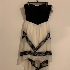 Black strapless lace dress